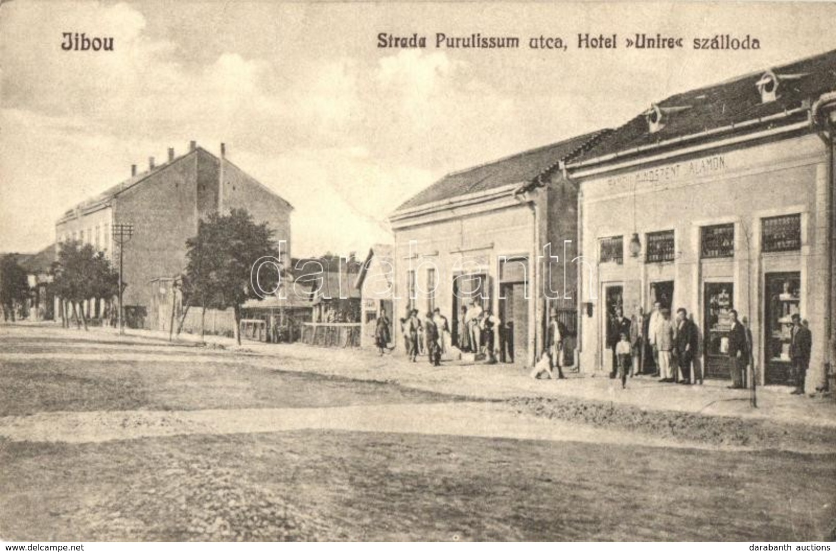 * T2/T3 Zsibó, Jibou; Strada Purulissum, Hotel Unire / Purulissum Utca, Unire Szálloda, Mindszent Salamon üzlete / Stree - Non Classés