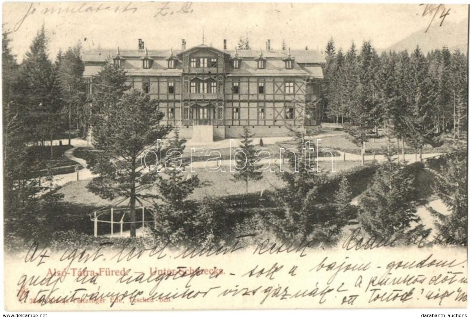 T2 1902 Alsótátrafüred, Unter-Schmecks, Dolny Smokovec (Tátra); Sas Szálloda. Feitzinger Ede 38.a. / Hotel Adler - Non Classés