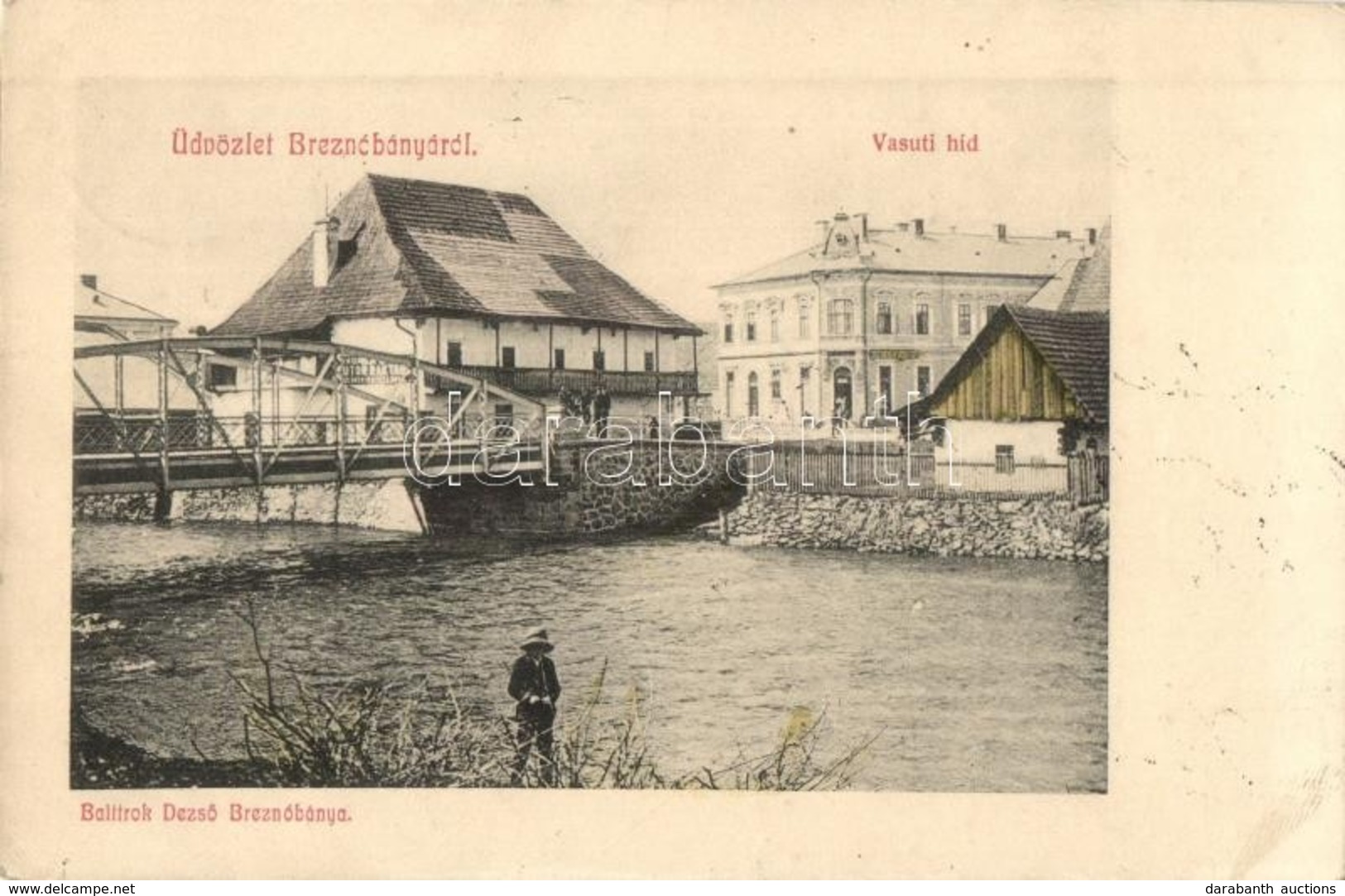 T2 1910 Breznóbánya, Brezno Nad Hronom; Vasúti Híd, üzletek, Bútor Raktár. Kiadja Baittrok Dezső / Railway Bridge, Shops - Non Classés