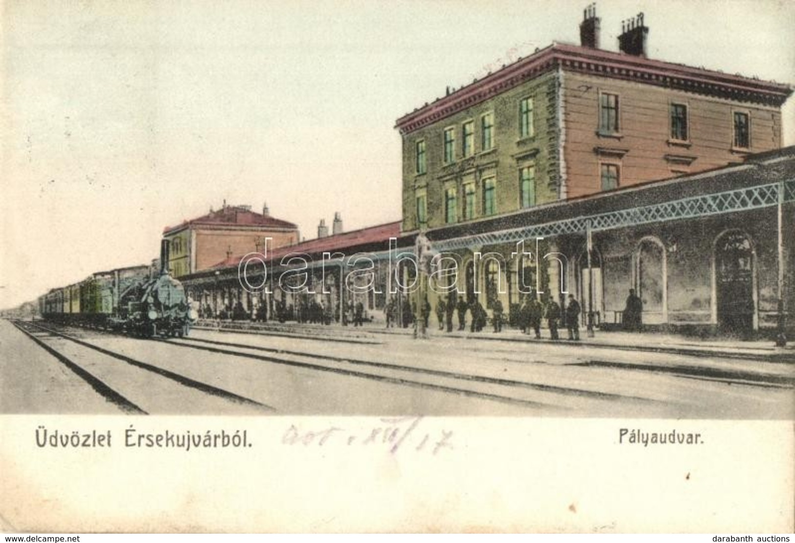 T2/T3 Érsekújvár, Nové Zámky; Vasútállomás, Gőzmozdony / Railway Station, Locomotive (EK) - Non Classés