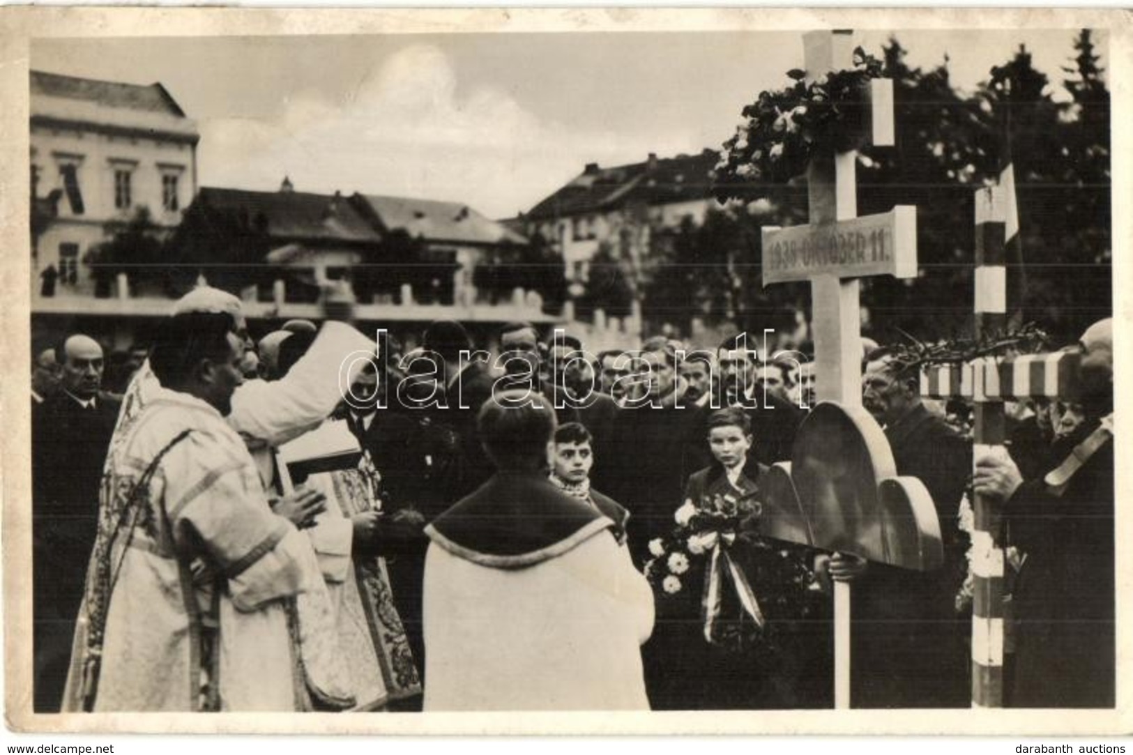 T2 1938 Ipolyság, Sahy; Bevonulás, Felvidék Első Országzászlójának Felszentelése / Entry Of The Hungarian Troops, Hungar - Non Classés