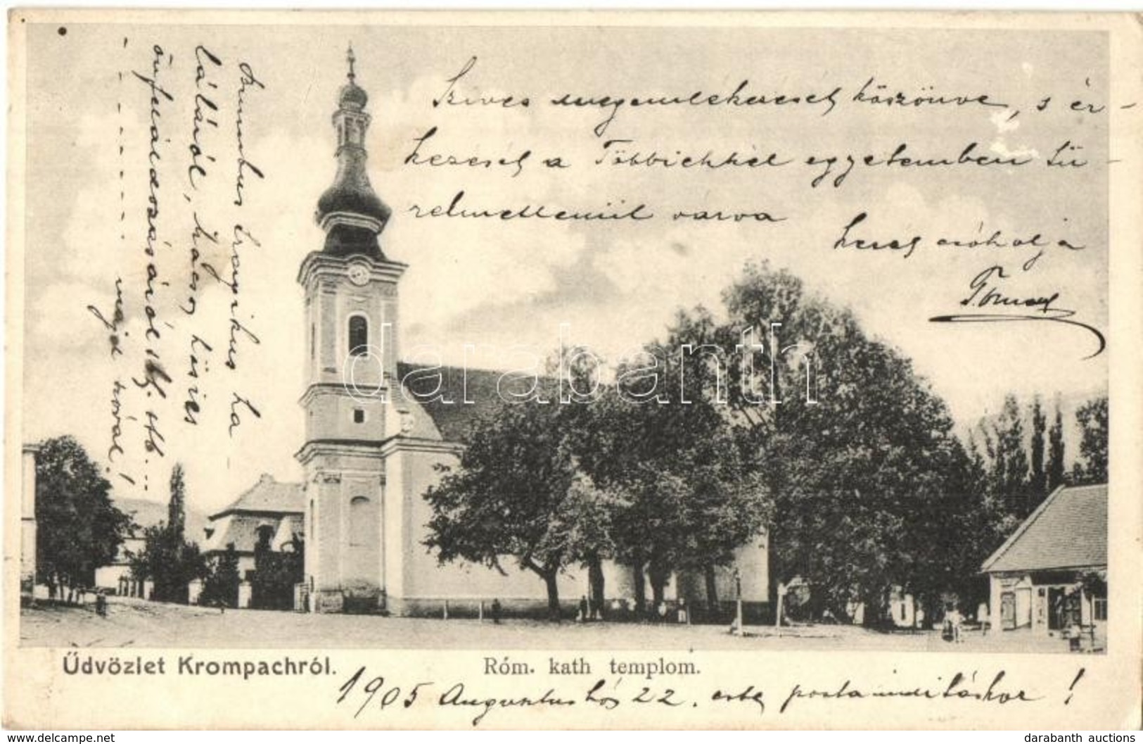 T2/T3 1905 Korompa, Krompach, Krompachy; Római Katolikus Templom, üzlet / Church, Shop - Non Classés