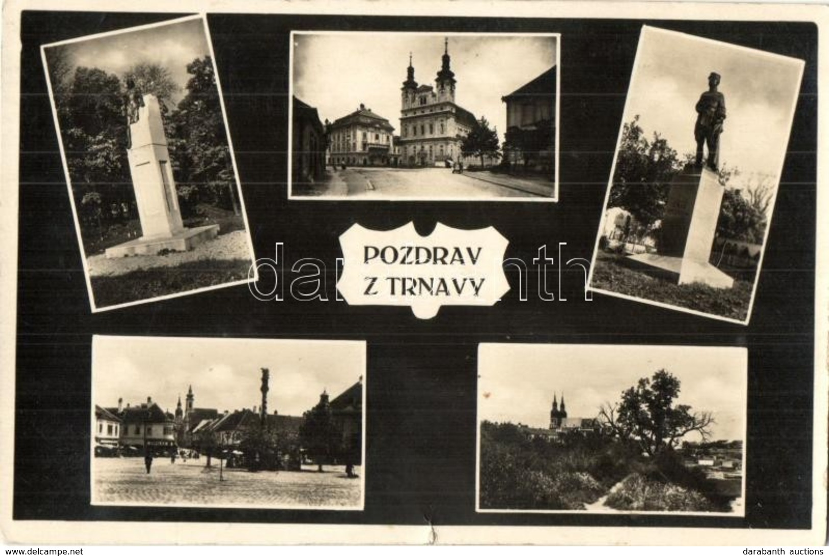 T2/T3 Nagyszombat, Tyrnau, Trnava; Szobrok, Tér, Templom / Statues, Square, Church (apró Szakadás / Tiny Tear) - Non Classés