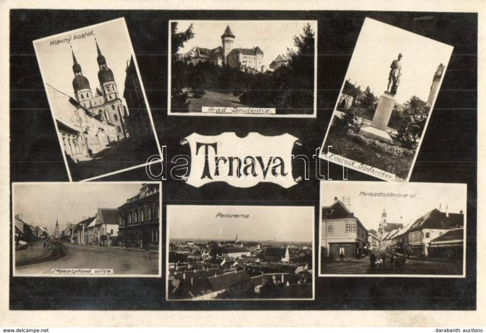 * T2 Nagyszombat, Tyrnau, Trnava; Szomolány Várrom, Templom, Stefánik Szobor, Masaryk és Hviezdoslavova Utca / Castle Of - Non Classificati