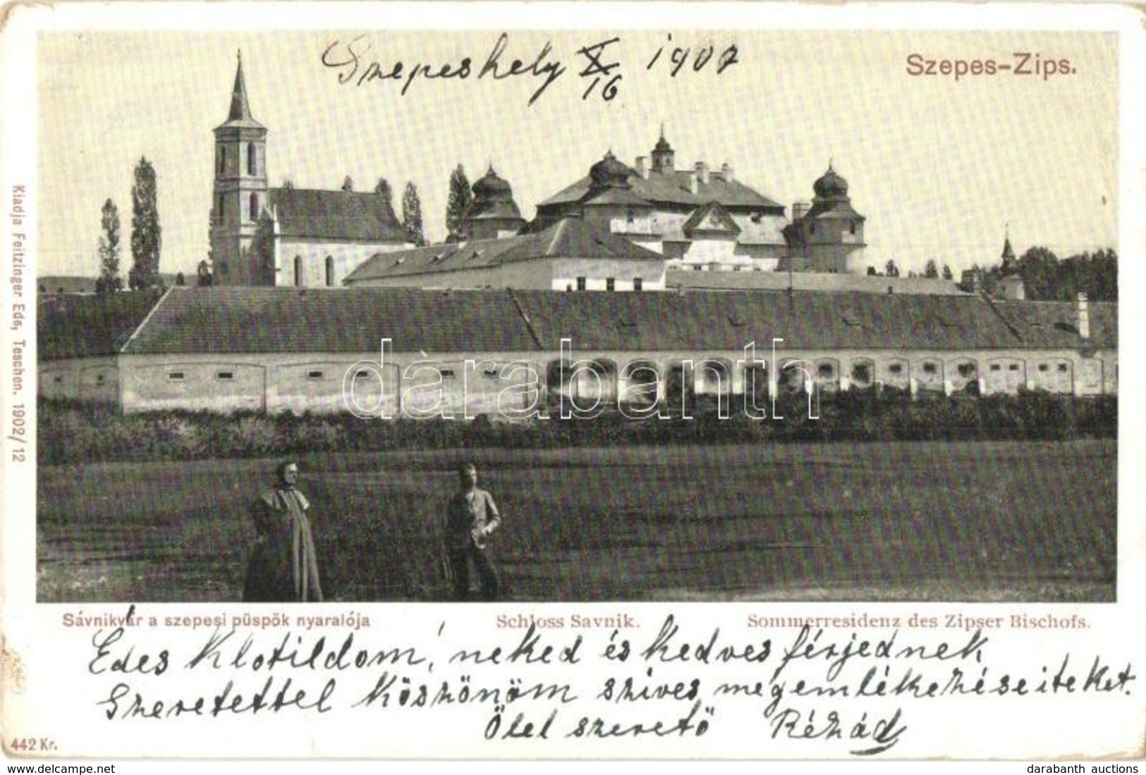 T2/T3 1907 Savnik, Shavnyik, Spissky Stiavnik; Thököly Várkastély (Savnikvár A Szepesi Püspök Nyaralója). Feitzinger Ede - Non Classés