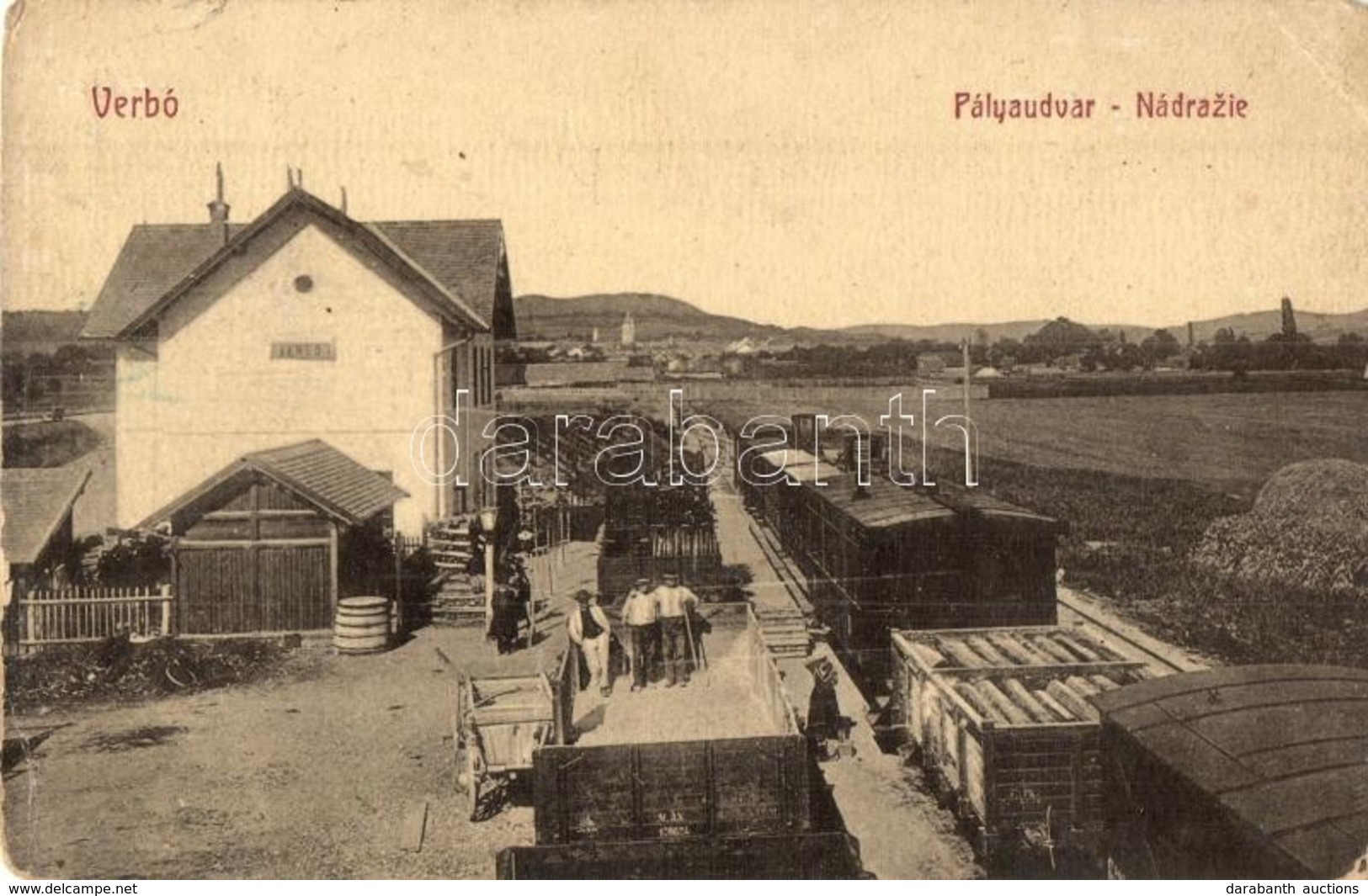 T2/T3 1909 Verbó, Vrbové; Vasútállomás, Tehervonatok. W.L. Bp. 5731. Kiadja Kabát Rudolf / Nadrazie / Bahnhof / Railway  - Non Classés