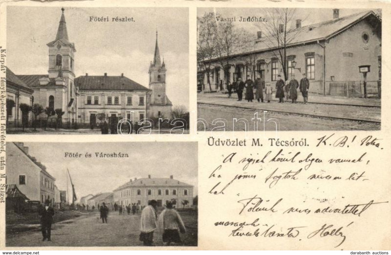 T2/T3 Técső, Fő Tér, Városháza, Vasútállomás; Kárpát Fényképészeti Felvétele Után / Main Square, Town Hall, Railway Stat - Non Classificati