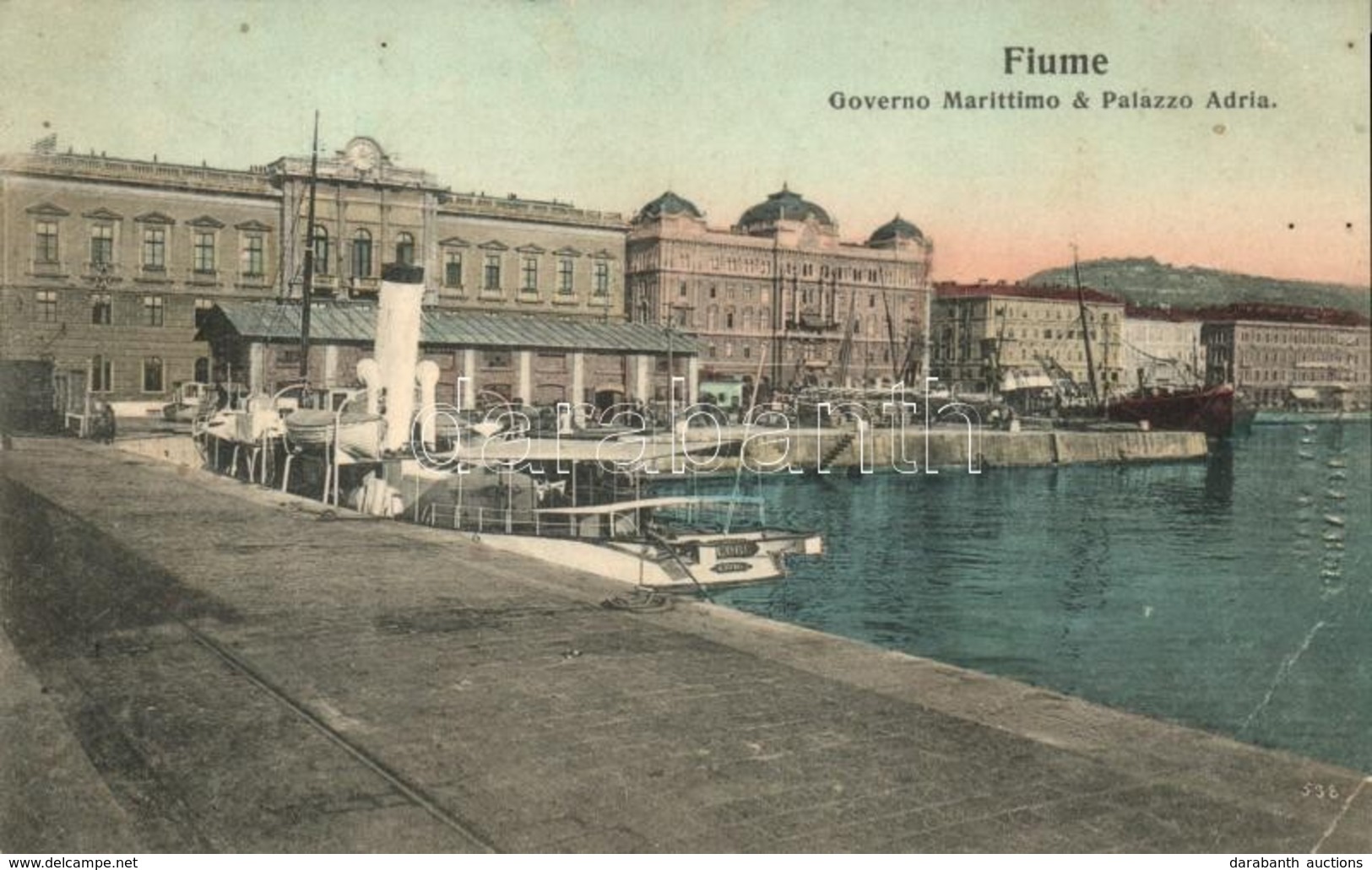 T2/T3 Fiume, Governo Marittimo, Palazzo Adria / Maritime Governement, Palace, Steamship (Rb) - Non Classés