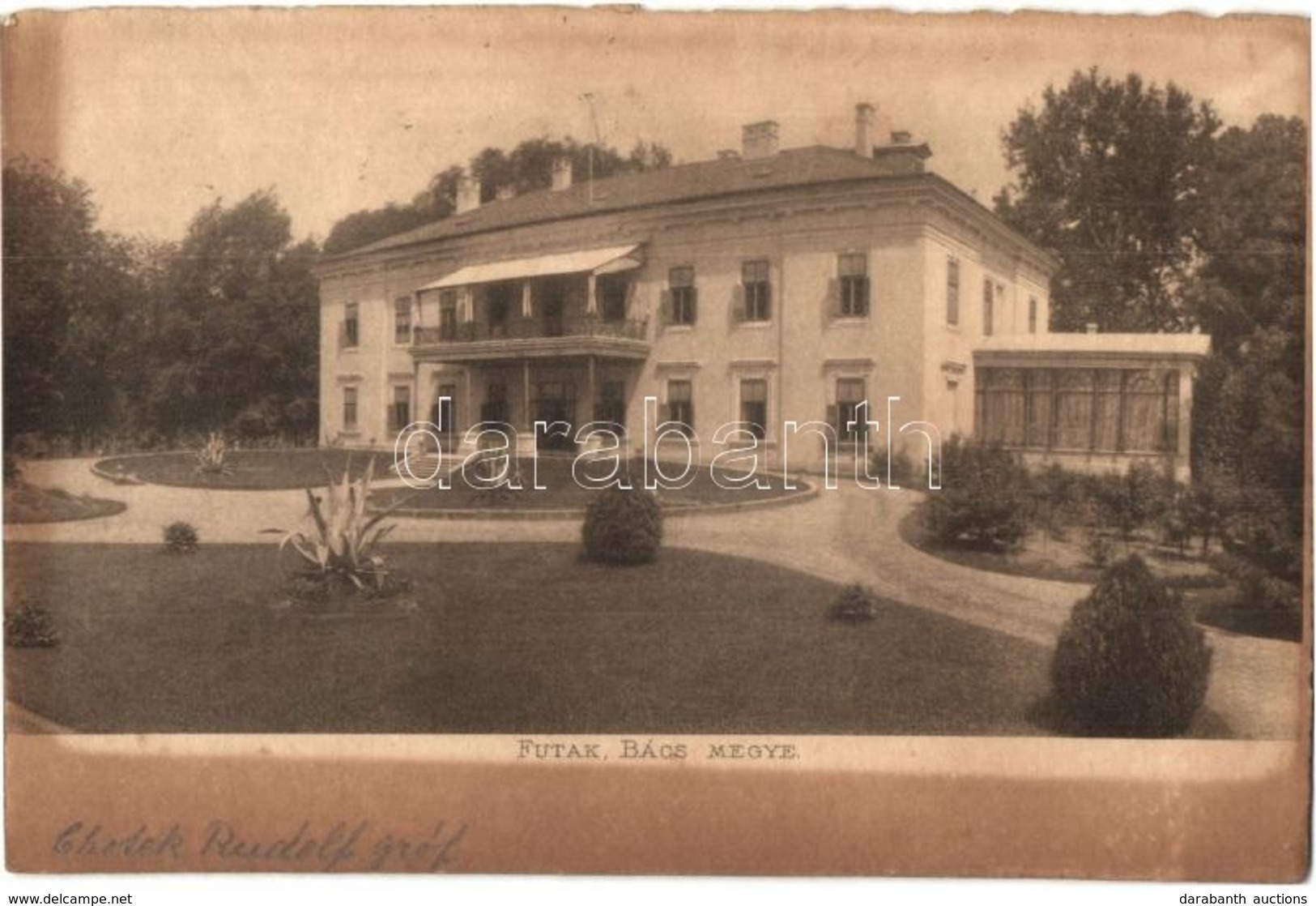 T2/T3 1909 Futak, Futtak, Futog; Hadik Kastély / Schloss / Castle + 'Kir. Fővámhivatal Zimony Vámkezeltetett' Bélyeg - Non Classés