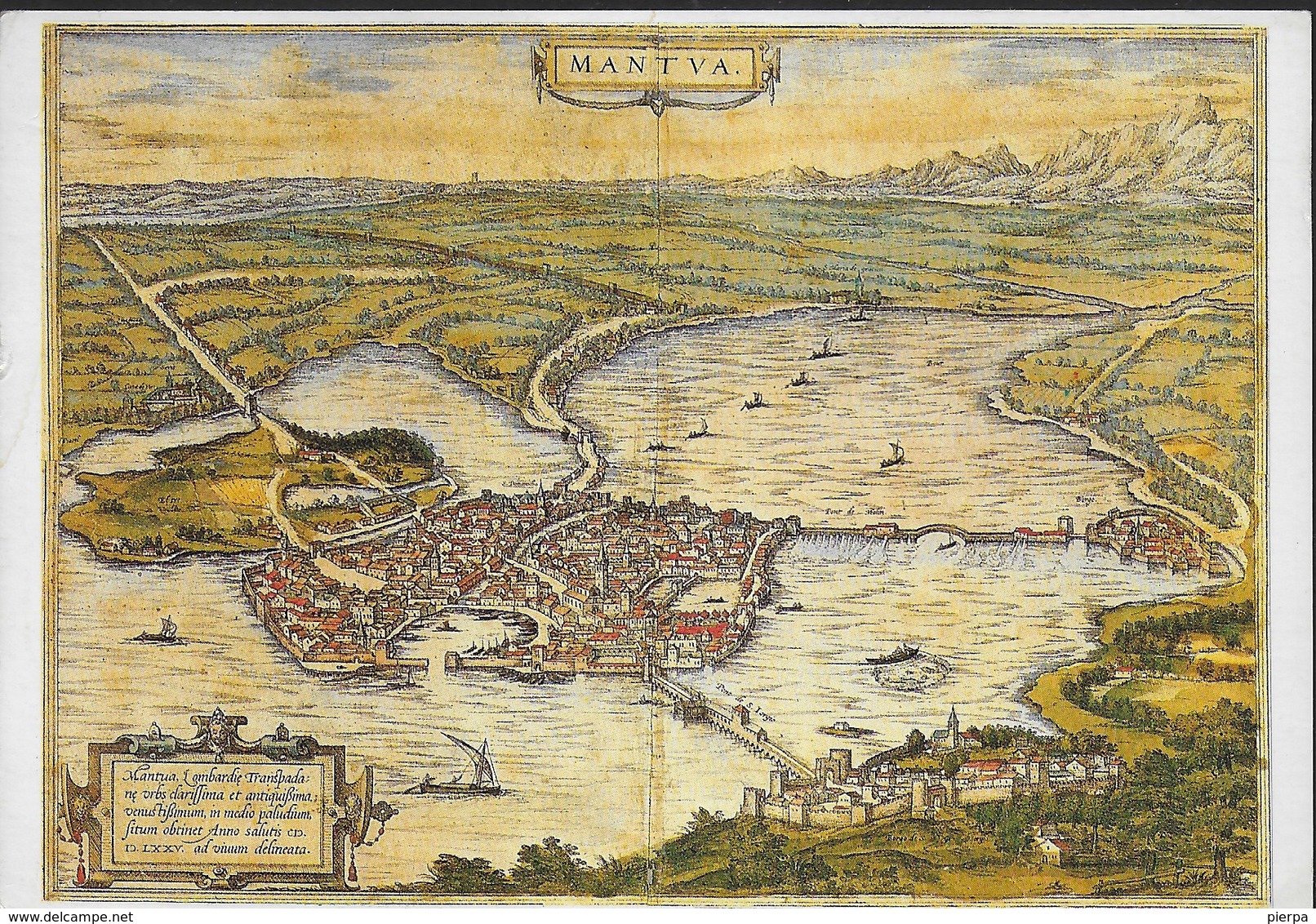 MANTOVA - PIANTA DELLA CITTA' 1575 - VIAGGIATA 1990 - Carte Geografiche