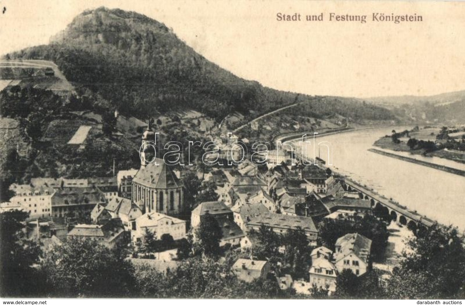 ** T1/T2 Königstein, Stadt Und Festung / General View, Castle, Church, River - Non Classés