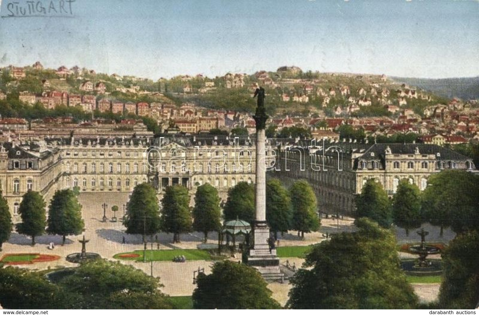 * T2/T3 Stuttgart, Neues Schloss Mit Schlossplatz / Castle, Square (kopott Sarkak / Worn Corners) - Non Classificati