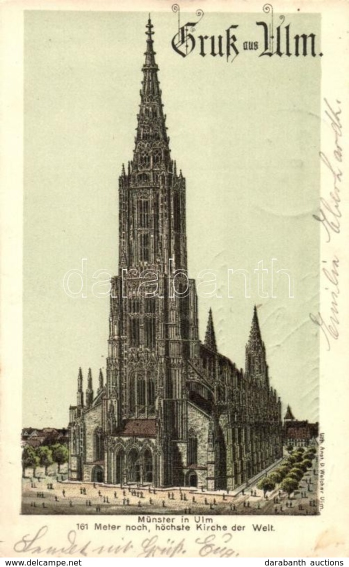 T2 Ulm, 161 Meter Hoch, Höchste Kirche Der Welt / Church, D. Walcher, Litho - Non Classés
