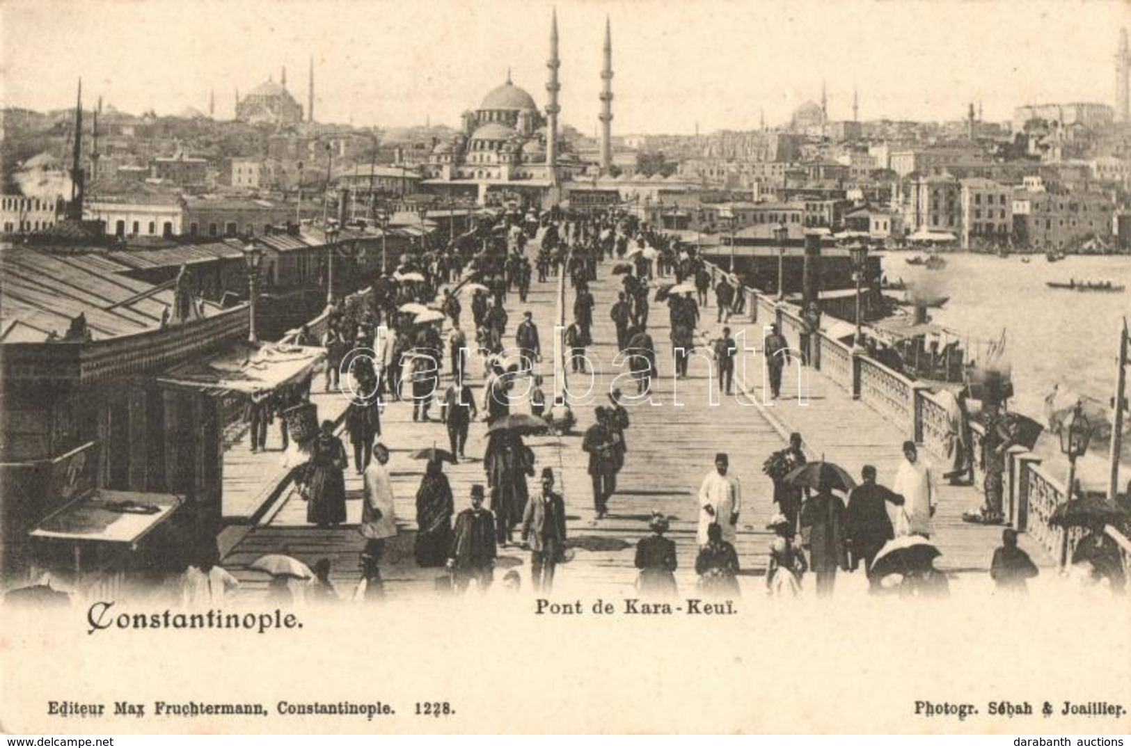 ** T2 Constantinople, Istanbul; Pont De Kara-Keui / Galata Bridge, Vendors. Max Fruchtermann No. 1228. Photogr. Sébah &  - Non Classés