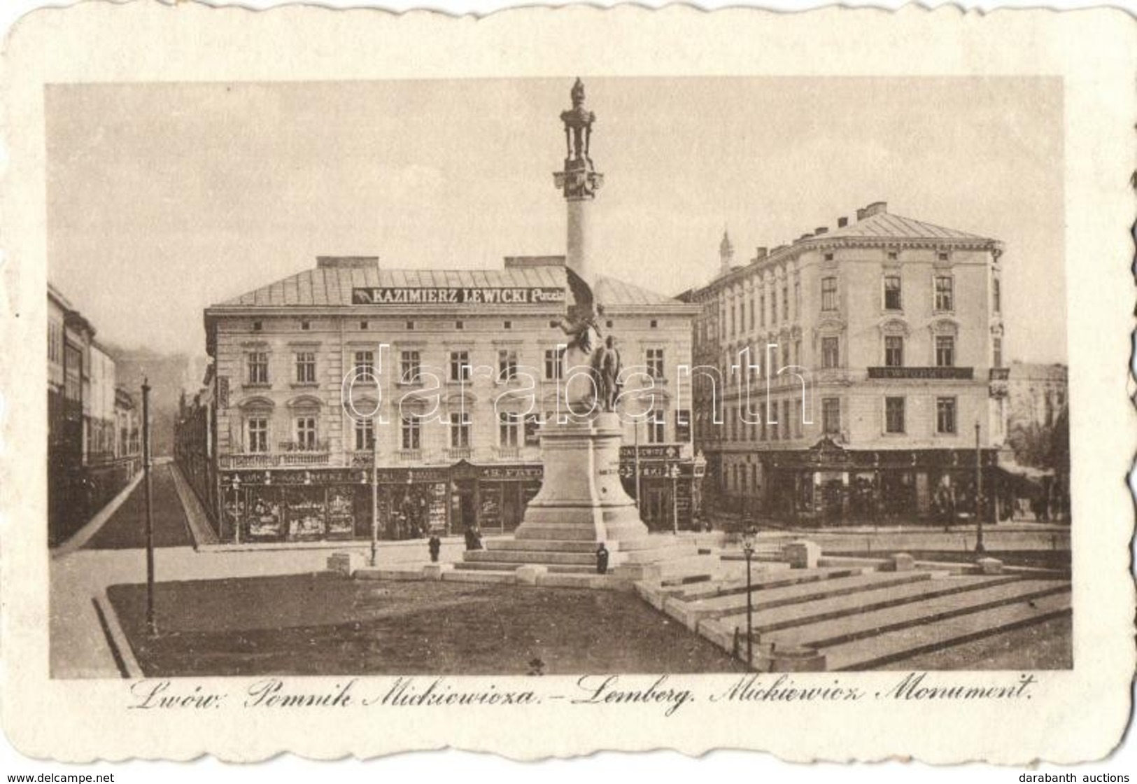 ** T1/T2 Lviv, Lwów, Lemberg; Pomnik Mickiewicza / Monument, Shop Of Kazimiers Lewiczki - Non Classés
