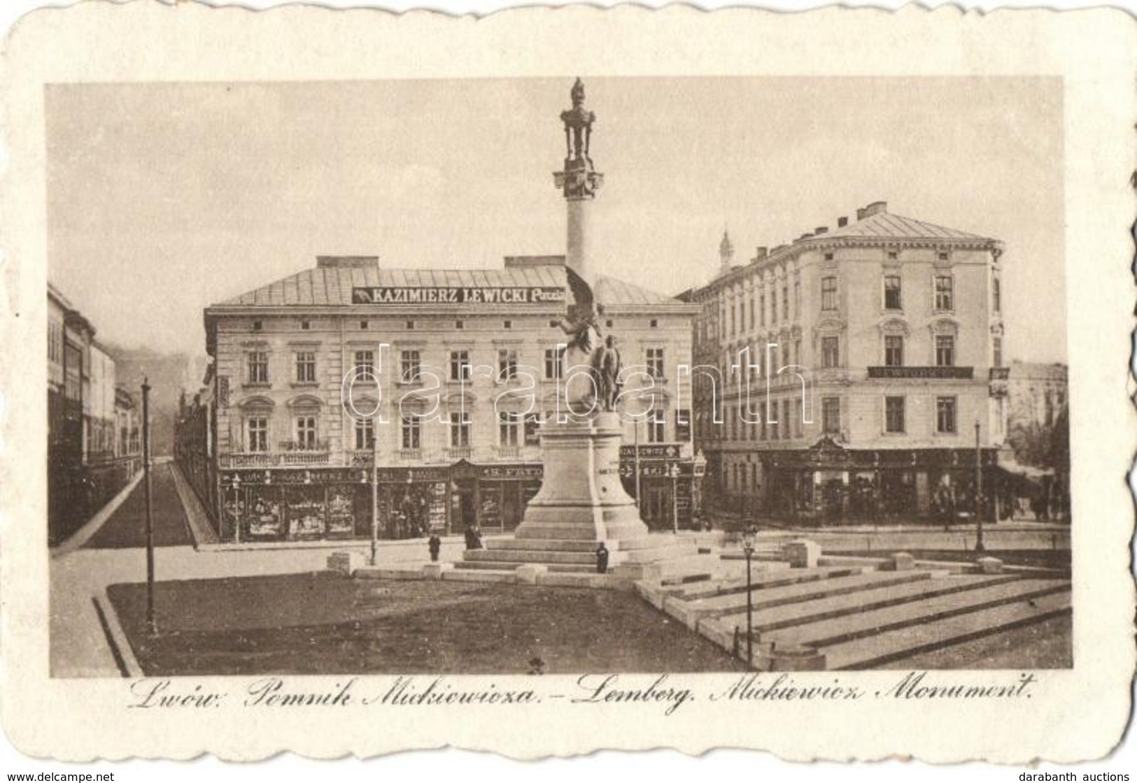 ** T1/T2 Lviv, Lwów, Lemberg; Pomnik Mickiewicza / Monument, Shop Of Kazimiers Lewiczki - Non Classificati