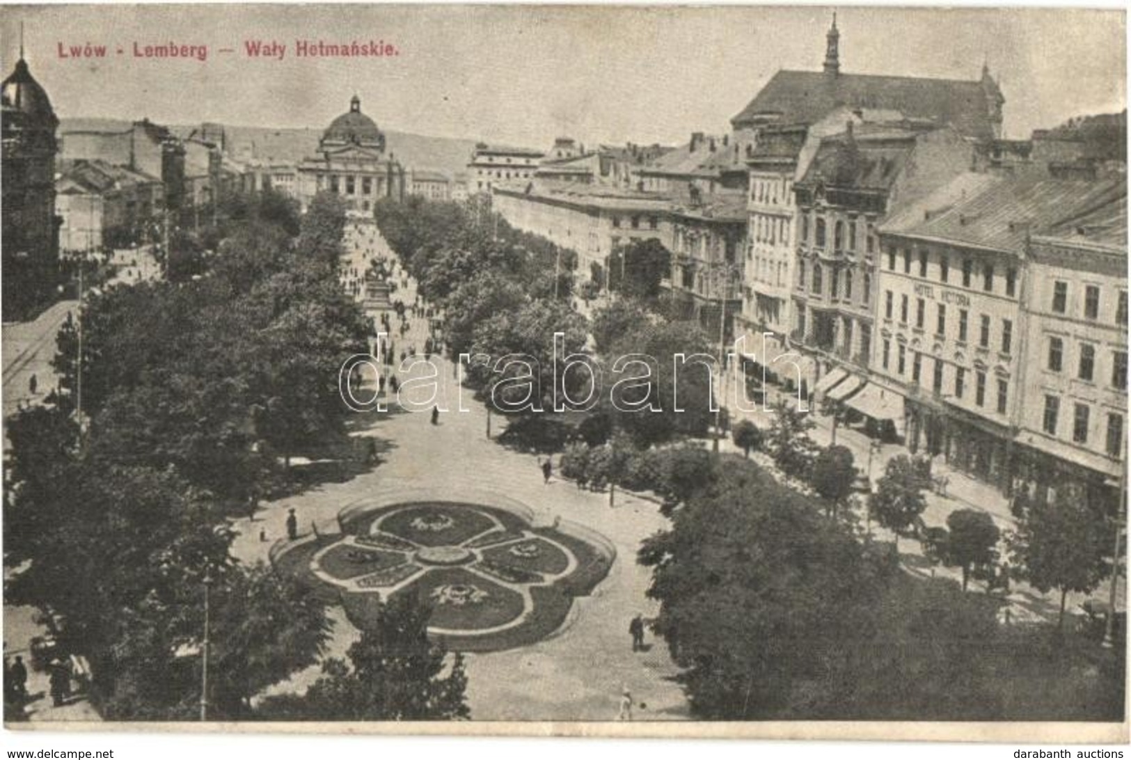 * T2/T3 Lviv, Lwów, Lemberg; Waly Hetmanskie / Street, Park, Hotel Victoria (EK) - Non Classificati