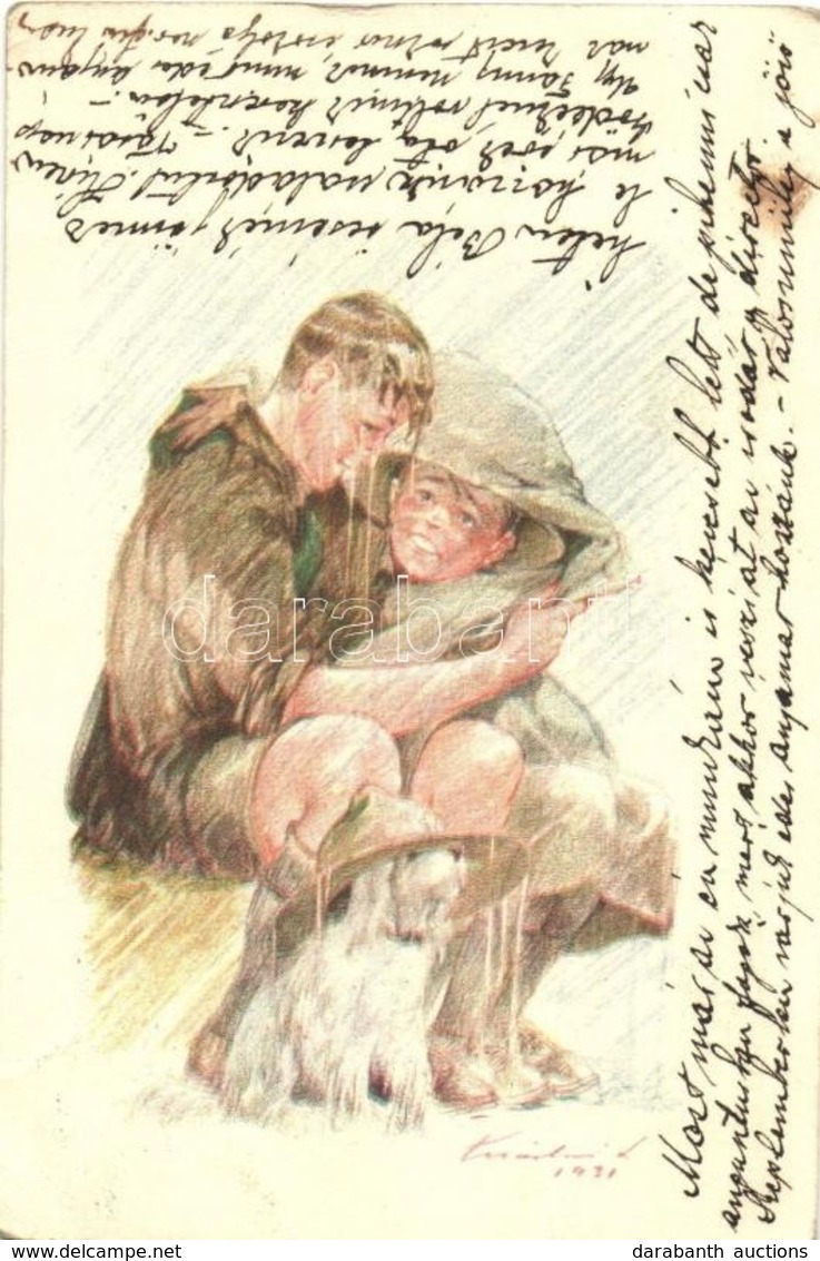 T2/T3 A Cserkész Másokkal Szemben Gyengéd. Kiadja A Magyar Cserkészszövetség / Hungarian Scout Art Postcard S: Márton L. - Non Classés