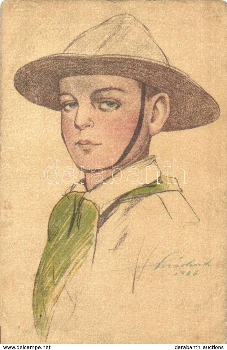 T2/T3 Kiadja A Magyar Cserkészszövetség Nagytábortanácsa 1926. / Hungarian Scout Art Postcard S: Márton L. (EK) - Non Classés