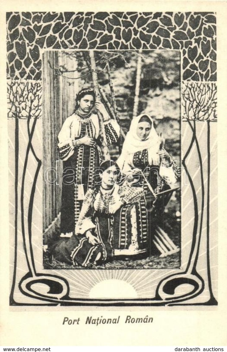 ** T2 Port National Roman / Romanian Folklore, Traditional Costumes. Art Nouveau Frame - Non Classificati