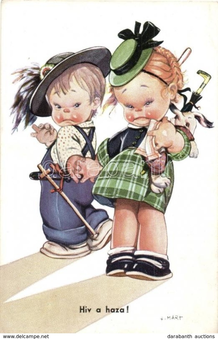 ** T2 'Hív A Haza' / Children, Humour, Art Postcard, N. Moneta S: L. Martini - Non Classés