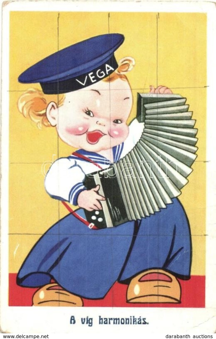 ** T2/T3 Vega A Víg Harmonikás / Italian Art Postcard, Mariner Boy. Amag No. 0510. (EK) - Non Classés