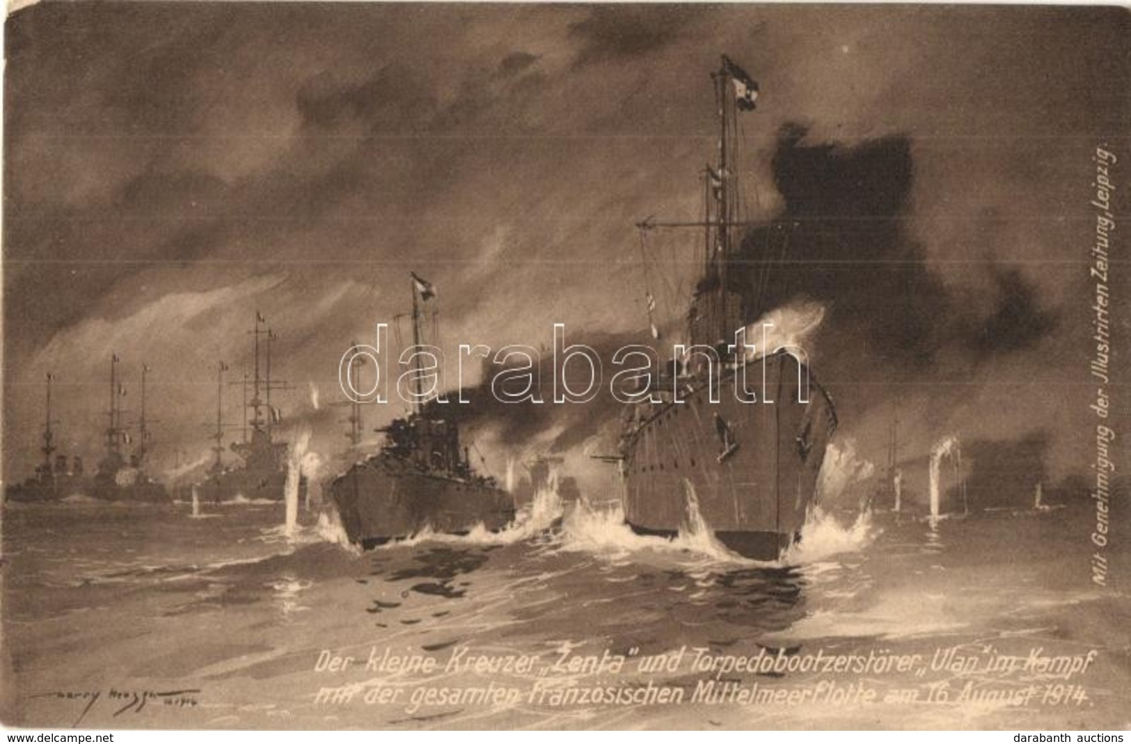 T2 Der Kleine Kreuzer Zenta Und Torpedobootzerstörer Ulan Im Kampfe Mit Der Gesamten Französischen Flotte / WWI K.u.K. N - Non Classés