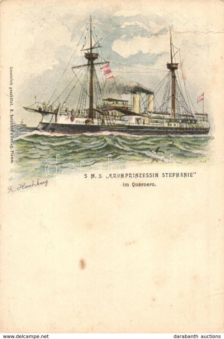 * T3 SMS Kronprinzessin Stephanie Im Quarnero. K.u.K. Kriegsmarine Art Postcard. A. Reinhard's Verlag Fiume S: R. Hochbe - Non Classés