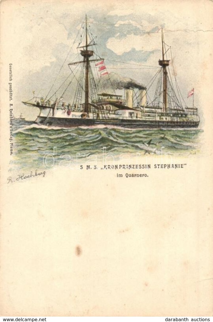 * T3 SMS Kronprinzessin Stephanie Im Quarnero. K.u.K. Kriegsmarine Art Postcard. A. Reinhard's Verlag Fiume S: R. Hochbe - Non Classificati