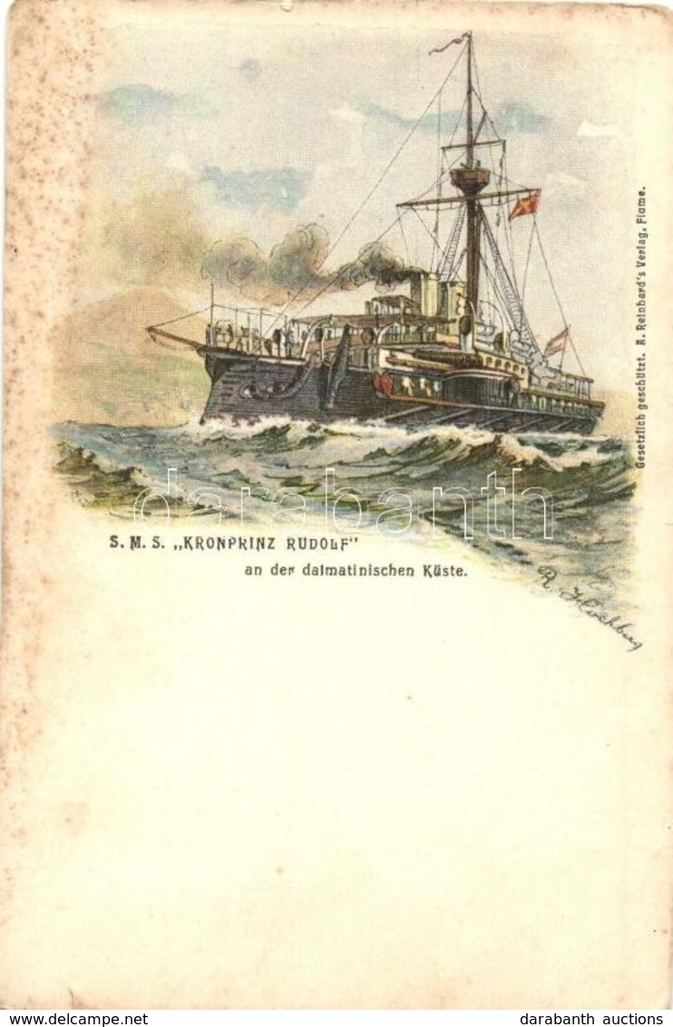 * T3 SMS Kronprinz Rudolf An Der Dalmatinischen Küste. K.u.K. Kriegsmarine Art Postcard. A. Reinhard's Verlag Fiume S: R - Non Classificati