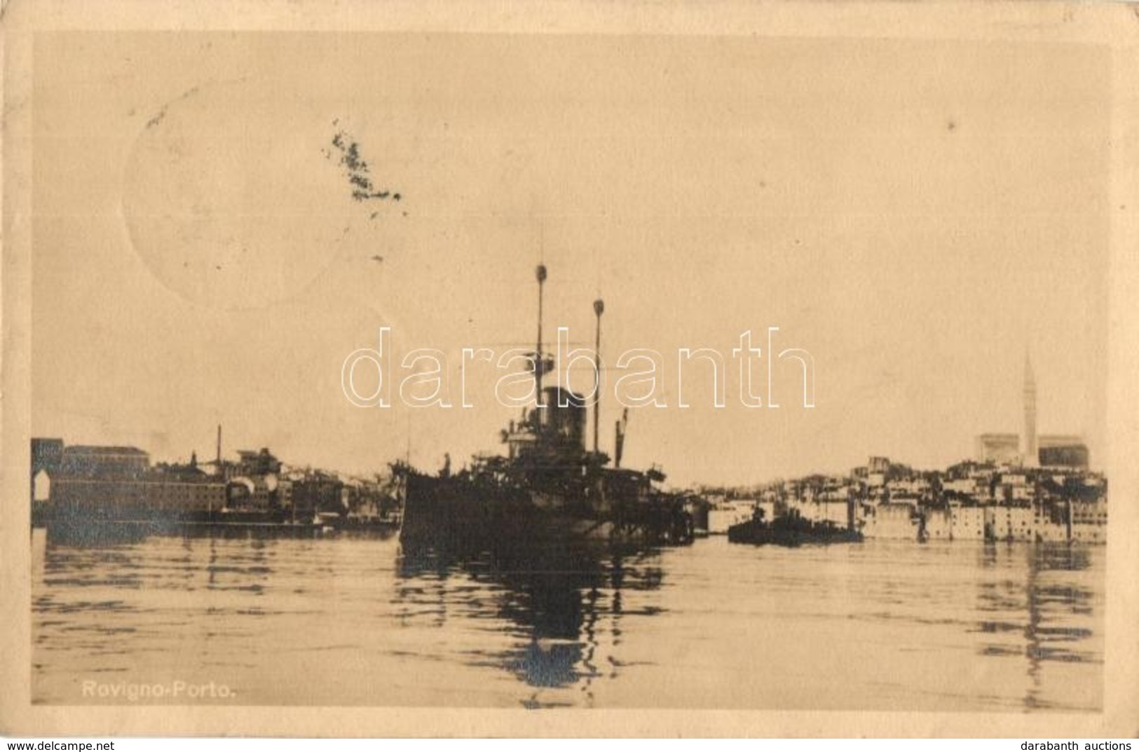 T2/T3 Osztrák-magyar Hadihajó Rovinj Kikötőjében / WWI Austro-Hungarian Navy K.u.K. Kriegsmarine Battleship In The Port  - Non Classés