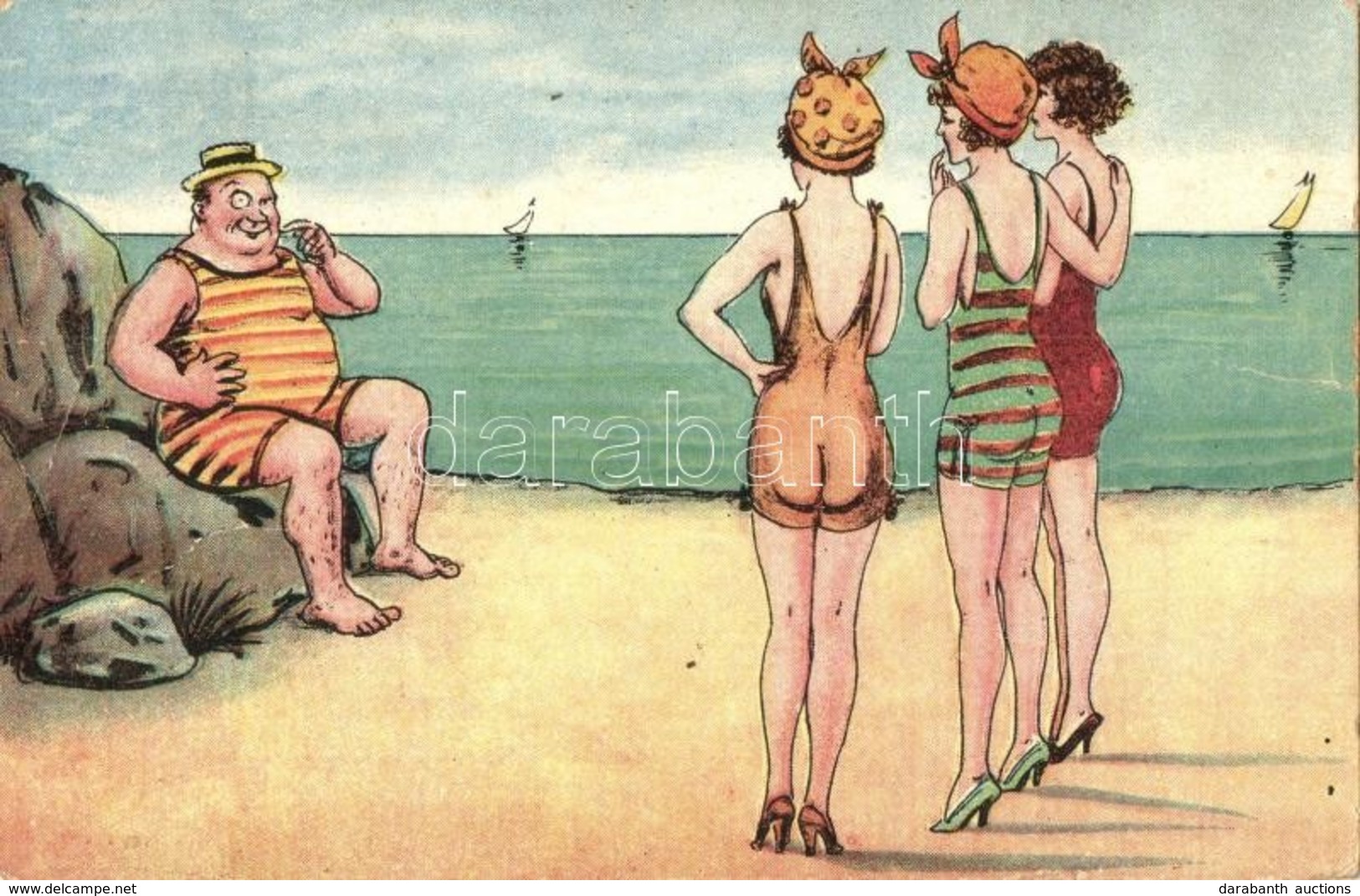 T2/T3 1927 Beach Humour. Ladies With Man In Swimming Dresses. WSSB No. 924. (EB) - Non Classés