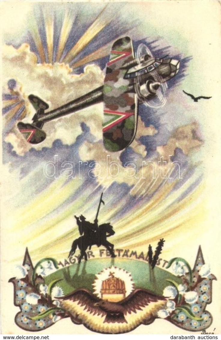 ** T2/T3 Magyar Feltámadást! / Hungarian Irredenta Art Postcard With Aircraft S: Bozó  (EK) - Non Classés