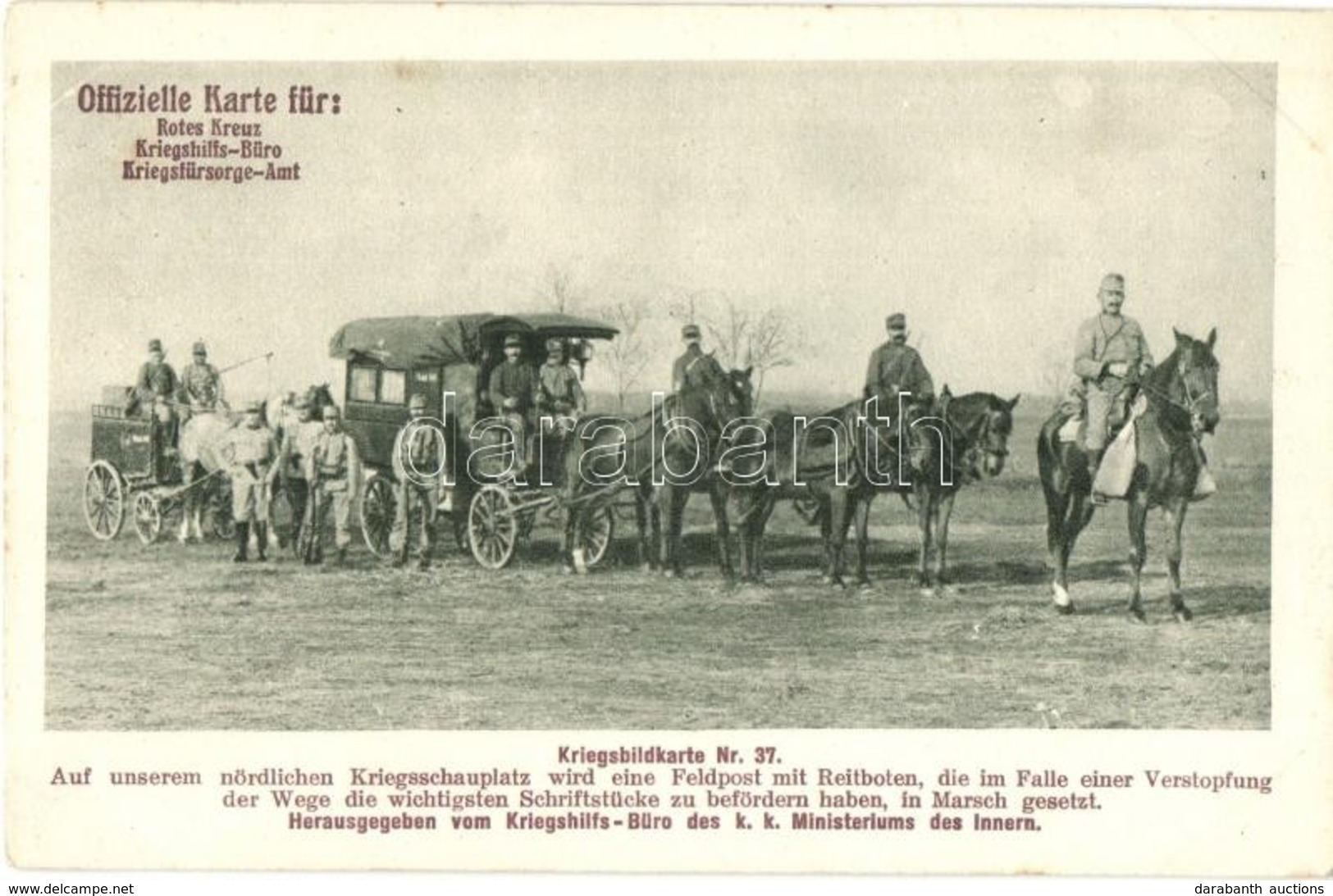 ** T2/T3 Osztrák-magyar Tábori Postakocsi Katonákkal / WWI Austro-Hungarian K.u.K. Military Field Post, Mail Coach With  - Sin Clasificación