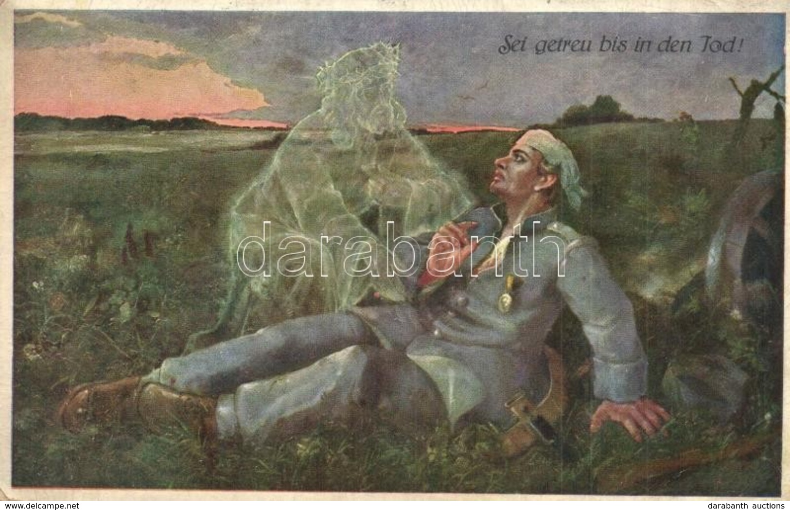 T2/T3 Sei Getreu Bis In Den Tod! / WWI K.u.K. Military, Injured Soldier, Art Postcard (kopott Sarkak / Worn Corners) - Non Classés