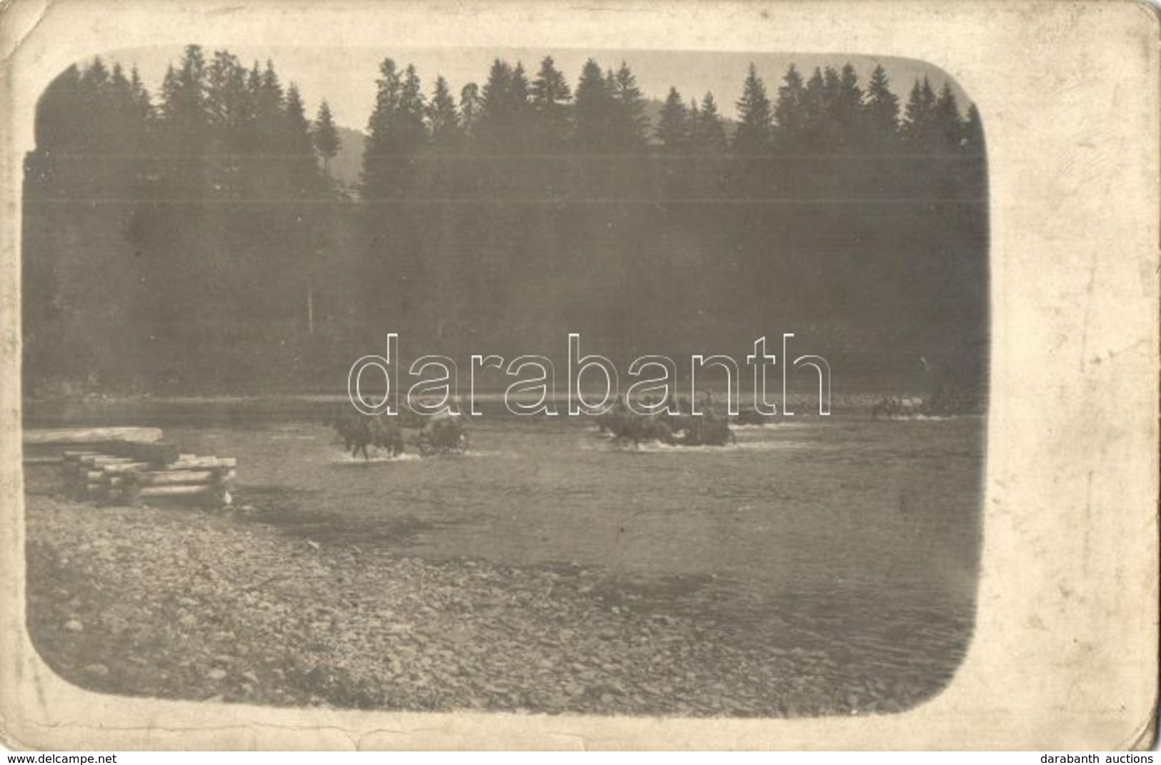 T2/T3 1918 Osztrák-magyar Katonák átkelése Folyón / Austro-Hungarian Soldiers Corossing A River, Photo (EK) - Non Classés