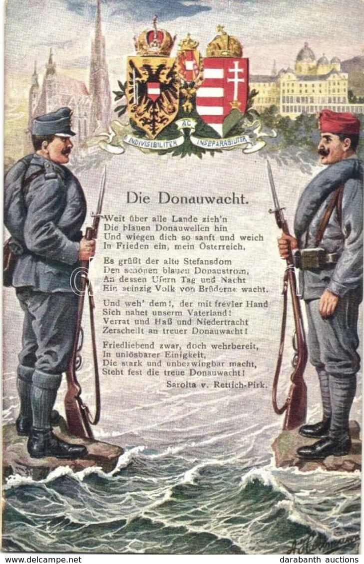 ** T2 Die Donauwacht / WWI Austro-Hungarian K.u.K. Military Danube Patrol, Coat Of Arms. Nr. 2419. C. H. W. VIII/2. S: A - Non Classés