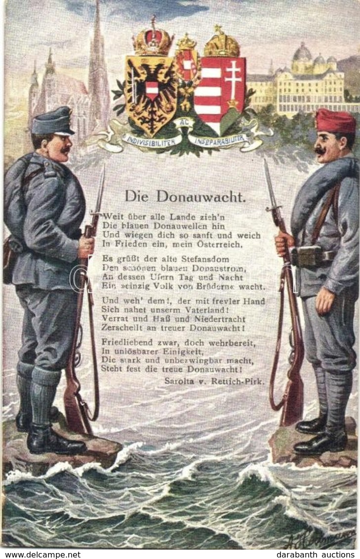 ** T2 Die Donauwacht / WWI Austro-Hungarian K.u.K. Military Danube Patrol, Coat Of Arms. Nr. 2419. C. H. W. VIII/2. S: A - Non Classificati