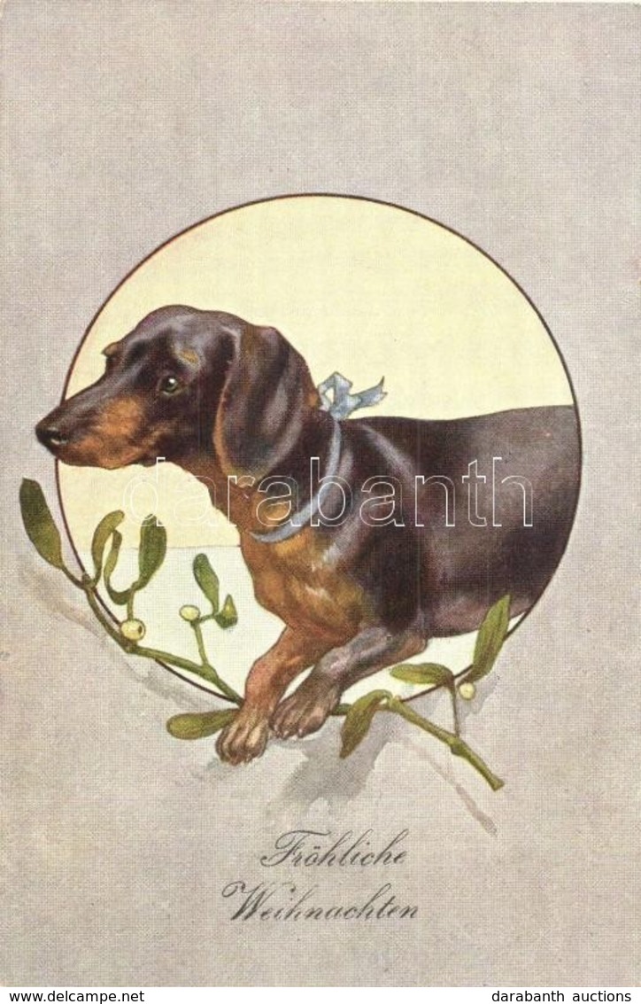 ** T2 Fröhliche Weihnachten / Dachshund, Christmas Greeting Art Postcard. B.K.W.I. 2626-6. - Non Classés