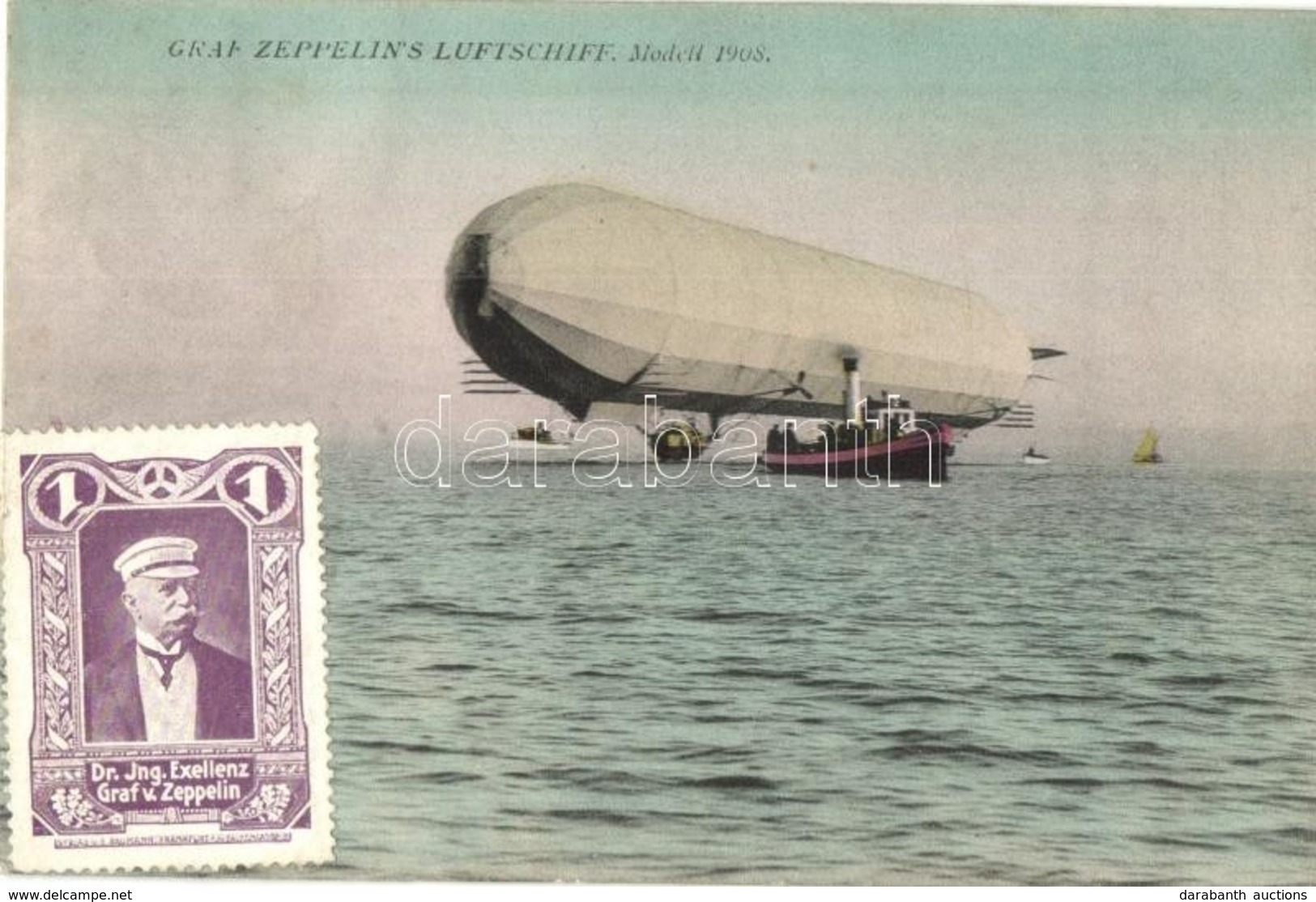 T2 Graf Zeppelin's Luftschiff. Modell 1908. Hugo Mezger Kunstanstalt / Zeppelin Rigid Airship + Dr. Ing. Exellenz Graf V - Non Classés