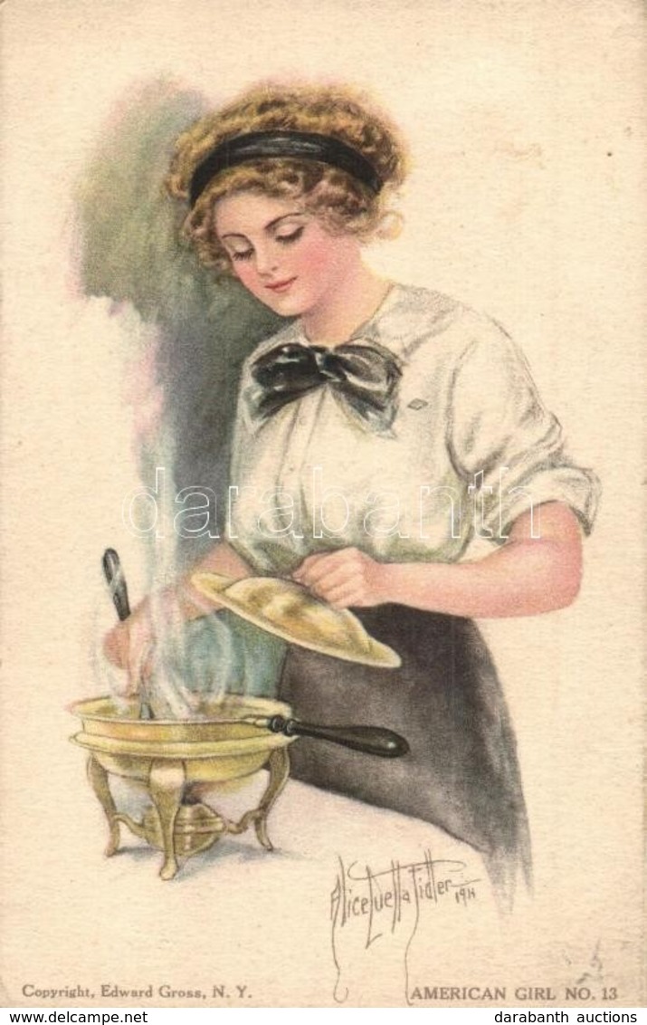 ** T2 'American Girl No. 13.' Cooking Girl, Edward Gross Co. Fidler College Series No. 4., S: Alice Luella Fiddler - Non Classificati