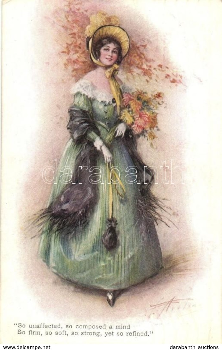 T2/T3 Poetry, Daydreamer Lady With Flowers, No. 15325., Artist Signed (EK) - Non Classificati