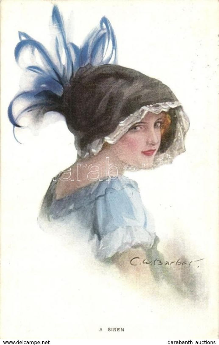 T2 A Siren, Lady With Hat, The Carlton Publishing Co., E.C. Series No. 709/4. S: C.W. Barber - Non Classificati