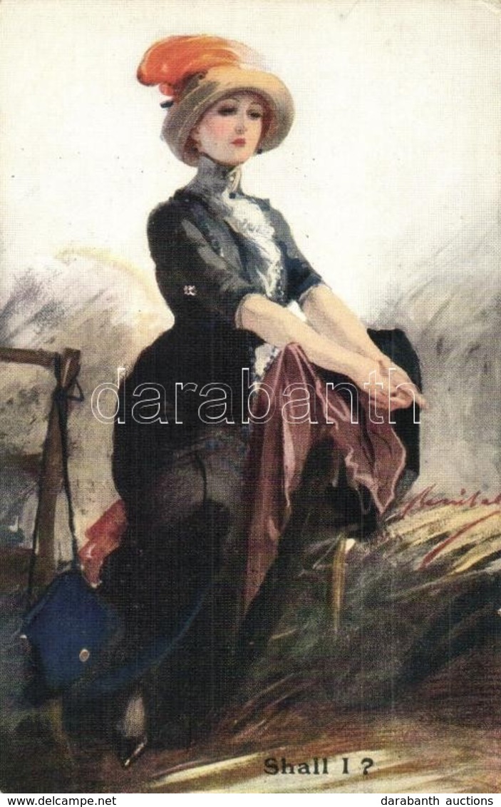 ** T2 'Shall I?' / Lady With Hat, B.K.W.I. Nr. 860/1, Artist Signed - Ohne Zuordnung