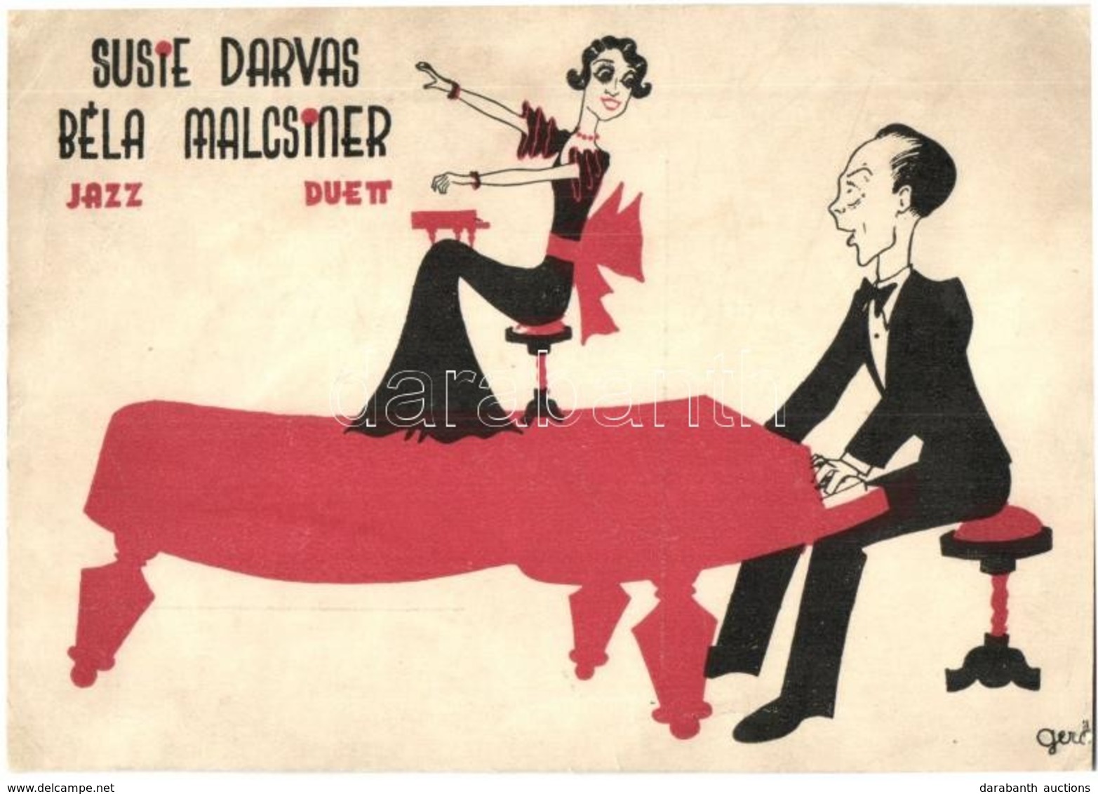 ** T3 Malcsiner Béla és Darvas Susie Jazz Duettjét Népszerűsítő Művészlap / Susie Darvas & Béla Malcsiner Jazz Duet's Ar - Non Classés