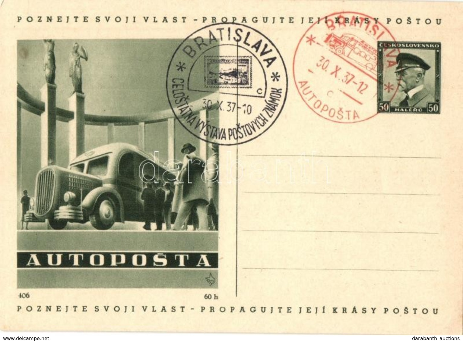 * T2 Autoposta. Poznejte Svoji Vlast - Propagujte Jeji Krasy Postou / Czechoslovakian Post Automobile + '1937 BRATISLAVA - Non Classés