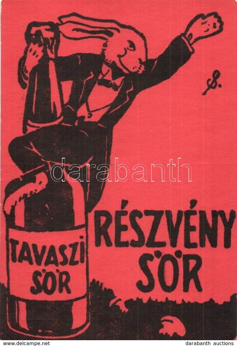 ** T2 Tavaszi Sör, Részvénysör Húsvéti üdvözlő Reklámlap / Tabbit Easter, Beer Advertisement Art Postcard - Zonder Classificatie