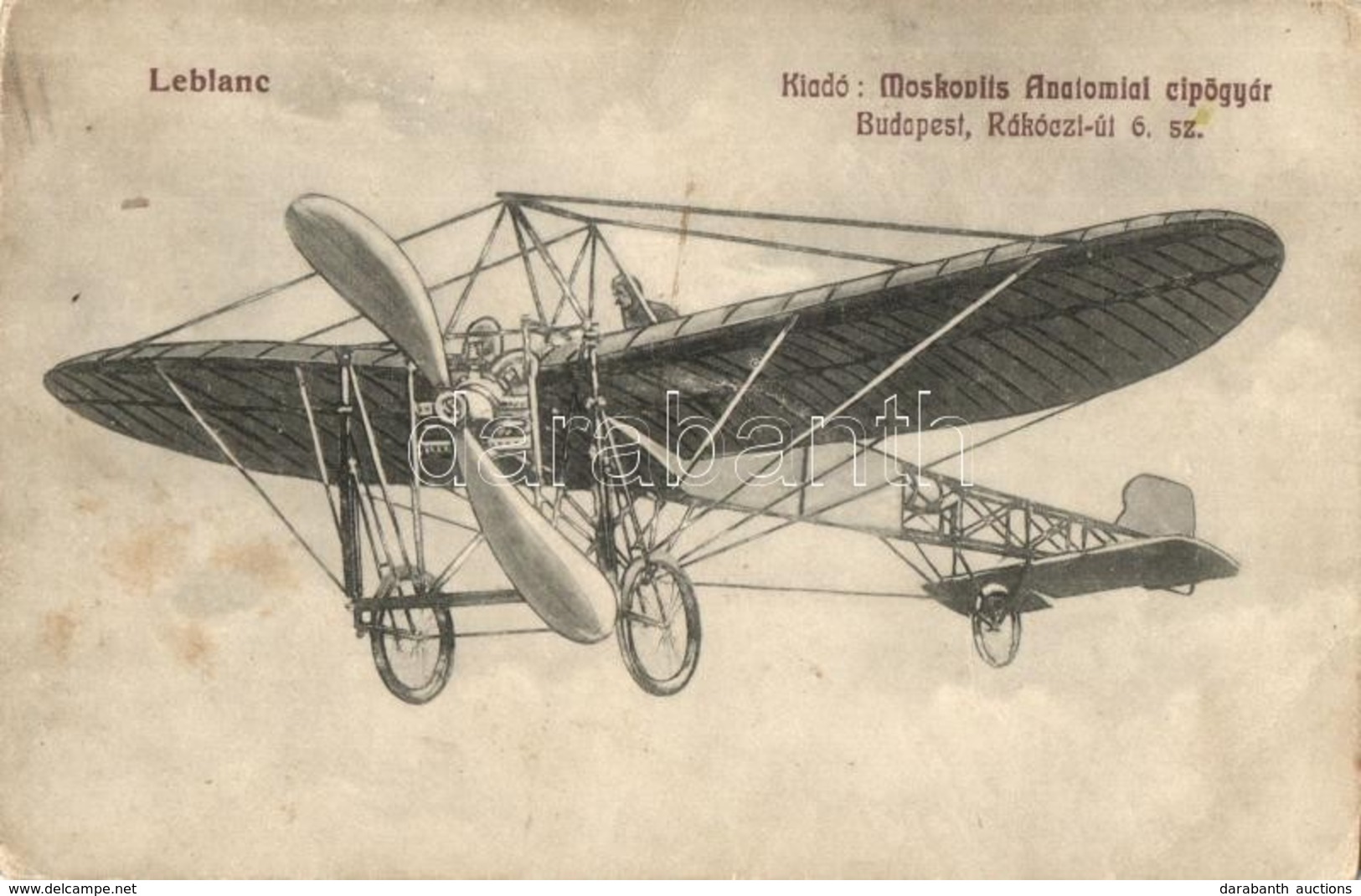 * T2/T3 Alfred Leblanc French Aviator. Kiadó Moskovits Anatómiai Cipőgyár (fa) - Non Classés