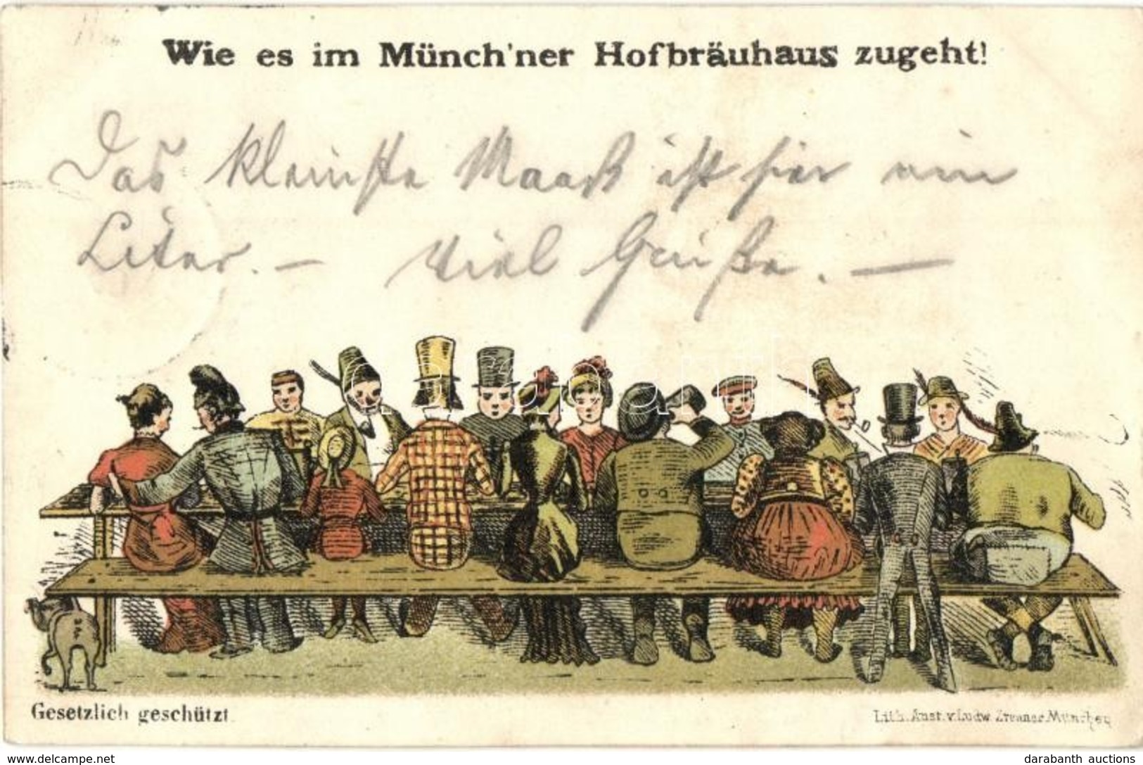 T2 1898 Wie Es Im Münch'ner Hofbräuhaus Zugeht! / Munich Brewery Art Postcard. Lith. Anst. V. Ludw. Zrenner. Litho - Non Classificati