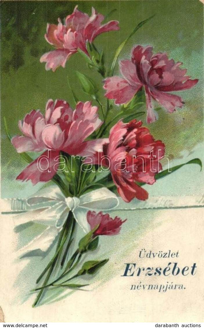 T2/T3 'Üdvözlet Erzsébet Névnapjára' / Nameday Greeting Postcard, Litho (fa) - Non Classés